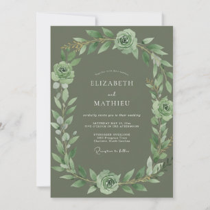 Sage Green Refined Rose Wedding Invitation