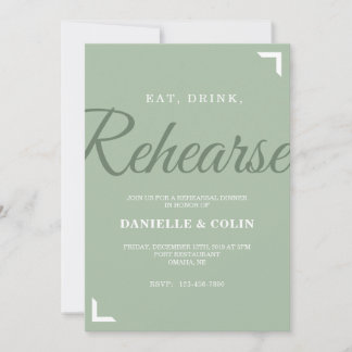 Sage Green Rehearsal Dinner Invitation