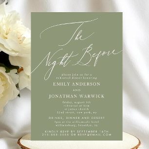 Sage Green Rehearsal Dinner Wedding Invitation