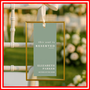 Sage Green Reserved Seating Wedding Tag Invitation
