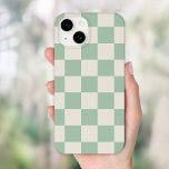 Sage Green Retro Check Case-Mate iPhone 14 Case<br><div class="desc">Trendy boho chequerboard print phone case in sage green and off-white colours. Use the design tools to add your own monogram,  name or other text,  or change the background colour to create a unique one of a kind device cover.</div>