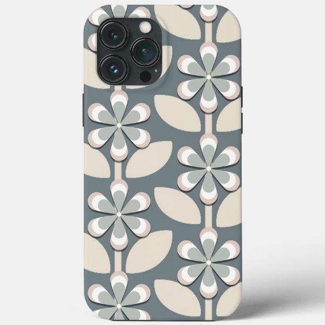 Sage Green Retro Flowers Case-Mate iPhone Case (Back)