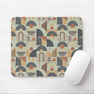 Sage Green Retro Geometric Mouse Pad