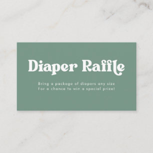 Sage Green Retro Type Diaper Raffle Enclosure Card