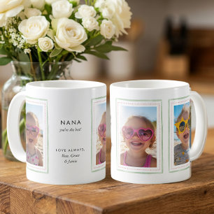 Sage Green Ribbon Frame Editable Nana 3 Photo Coffee Mug