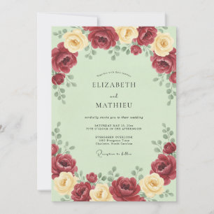 Sage Green Rich Romantic Wedding Invitation