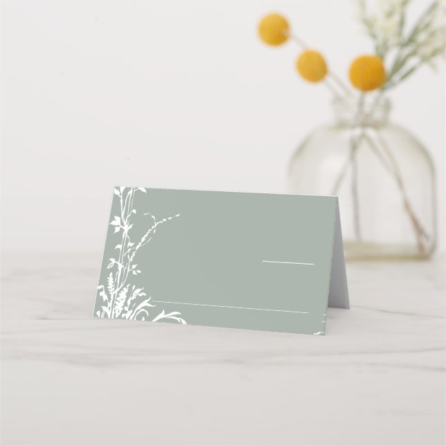 Sage Green Romantic Botanical Garden Wedding Place Card (Front)