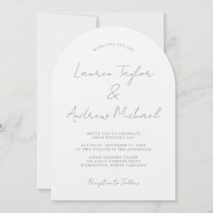 Sage Green Romantic Modern Arch Wedding Invitation