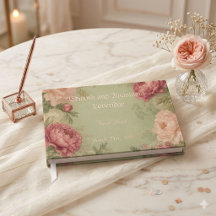 Sage Green, Rose and Lace Wedding Guest Book