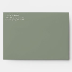 Sage Green Rose Botanical Wedding Floral Design Envelope