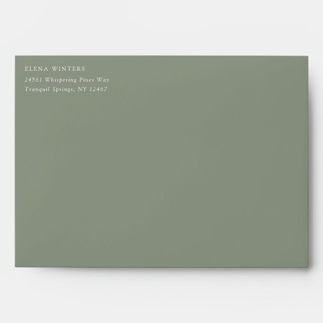 Sage Green Rose Botanical Wedding Floral Design Envelope (Front)
