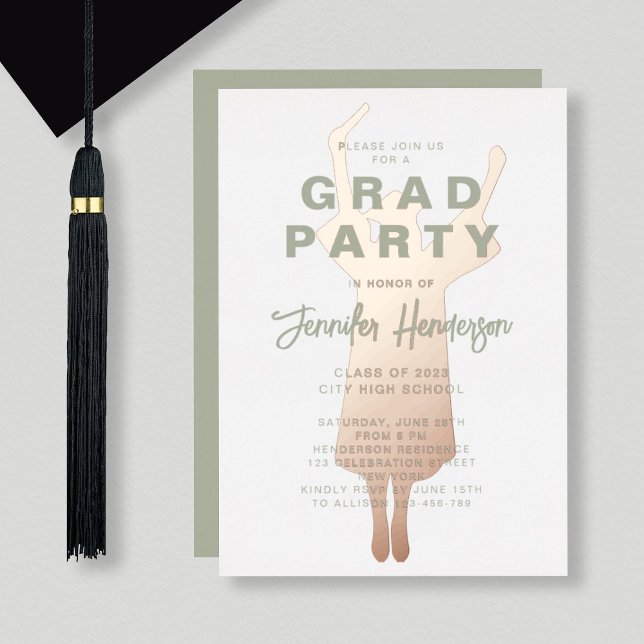 Sage Green Rose Gold Foil Graduation Party (Creator Uploaded)
