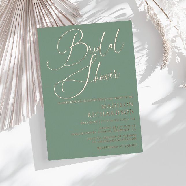 Sage Green Rose Gold Foil Modern  Bridal Shower  (Creator Uploaded)