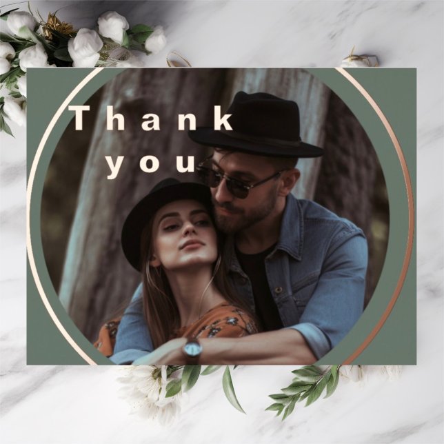 sage green rose gold photo thank you card  (Creator Uploaded)