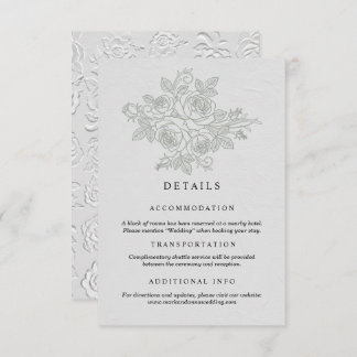 Sage Green Rose Wedding Details Card
