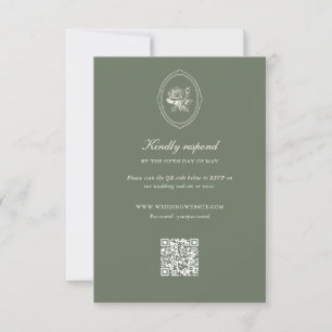 Sage Green Rose Wedding Details RSVP Card