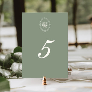 Sage Green Rose Wedding Double Sided Table Number