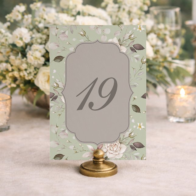 Sage Green Rose Wedding Table Numbers 10–19 (Creator Uploaded)