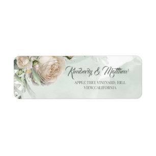 Sage Green Roses Greenery Wedding Return Address Label