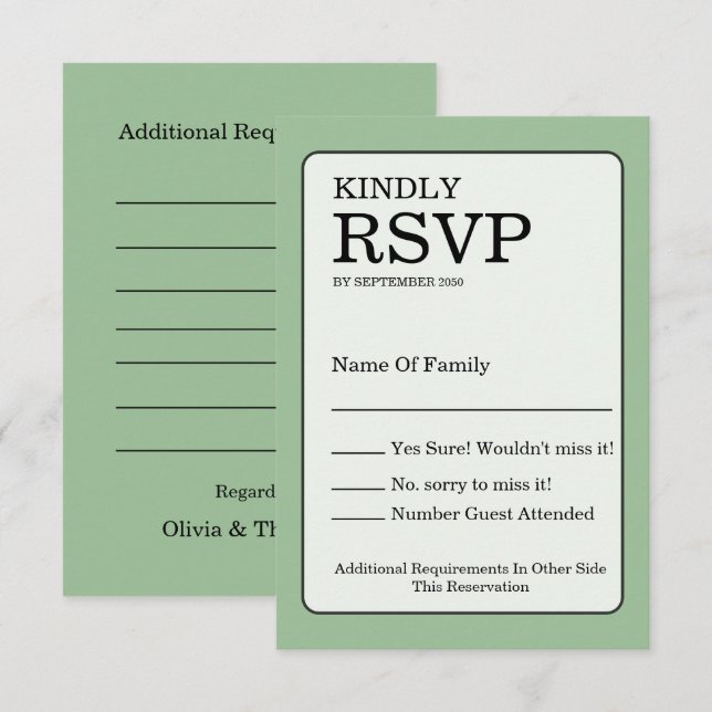 Sage Green RSVP Card (Front/Back)