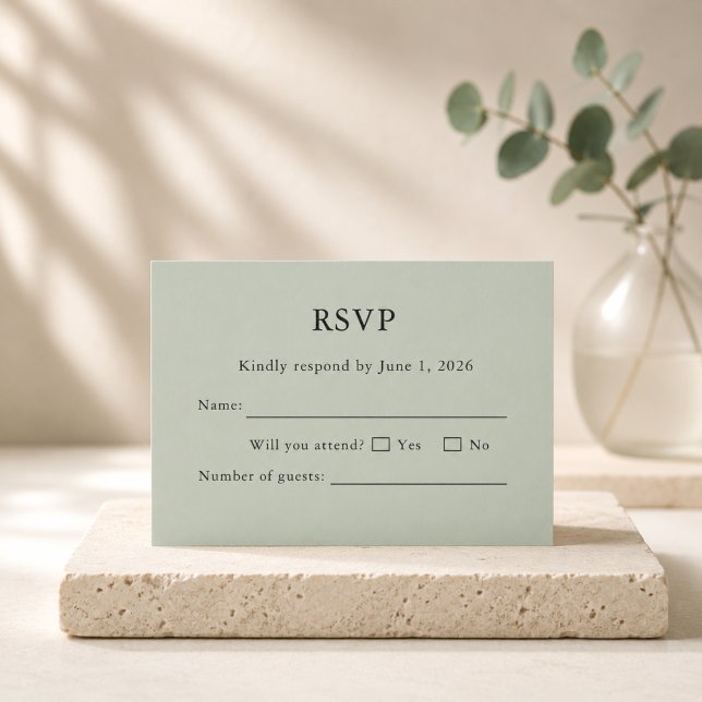 Sage Green RSVP Card Minimal Editable Elegant (Creator Uploaded)