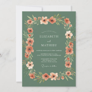 Sage Green Rustic Botanical Wedding Invitation