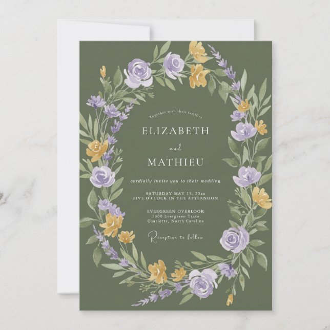 Sage Green Rustic Countryside Wedding Invitation (Front)
