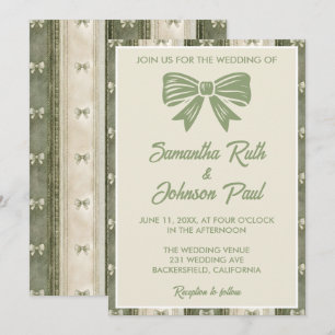 Sage Green Rustic Denim Wedding Invitation