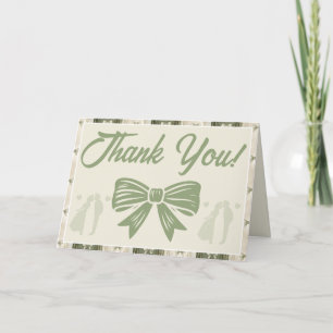 Sage Green Rustic Denim Wedding Thank You Card