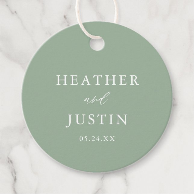 Sage Green Rustic Elegant Wedding Favour Tags (Front)