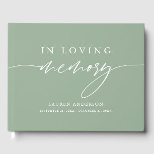 Sage Green Rustic In Loving Memory Funeral Guest Book