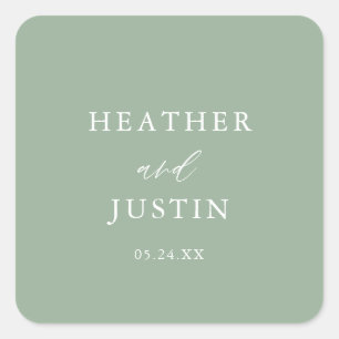 Sage Green Rustic Square Wedding Envelope Seals