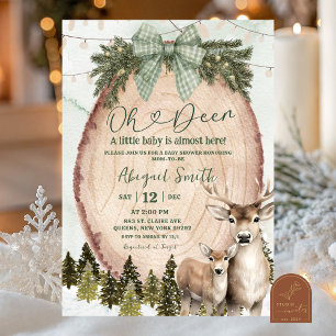 Sage Green Rustic Winter Deer Baby Shower Invitation