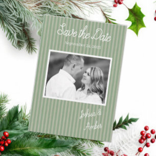 Sage Green Rustic Woodland Photo Wedding Save The Date