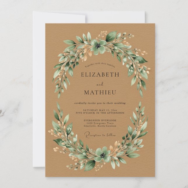 Sage Green Rustic Woodland Wedding Invitation (Front)