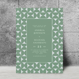 Sage Green Sage Geometric Mid Century Mod Wedding Invitation
