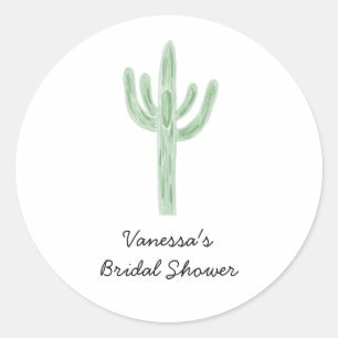 Sage Green Saguaro Cactus Bridal Shower Classic Round Sticker