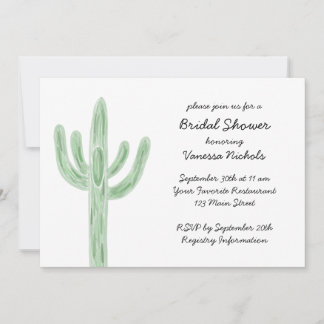 Sage Green Saguaro Cactus Bridal Shower Invitation