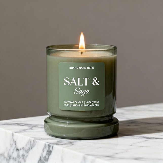 Sage Green Salt & Saga Custom Candle Label Sticker (Creator Uploaded)