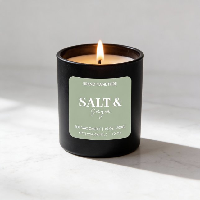 Sage Green Salt & Saga Custom Candle Label Sticker (Creator Uploaded)