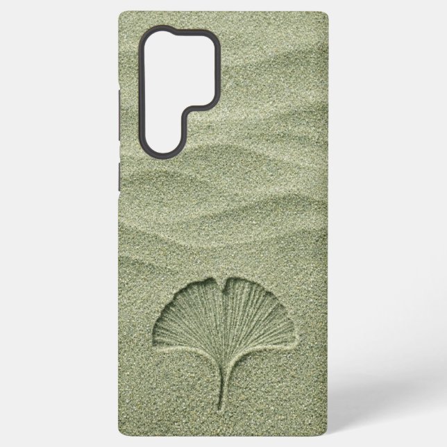 Sage Green Sand Ginkgo Leaf Zen Samsung Galaxy S22 Ultra Case (Back)