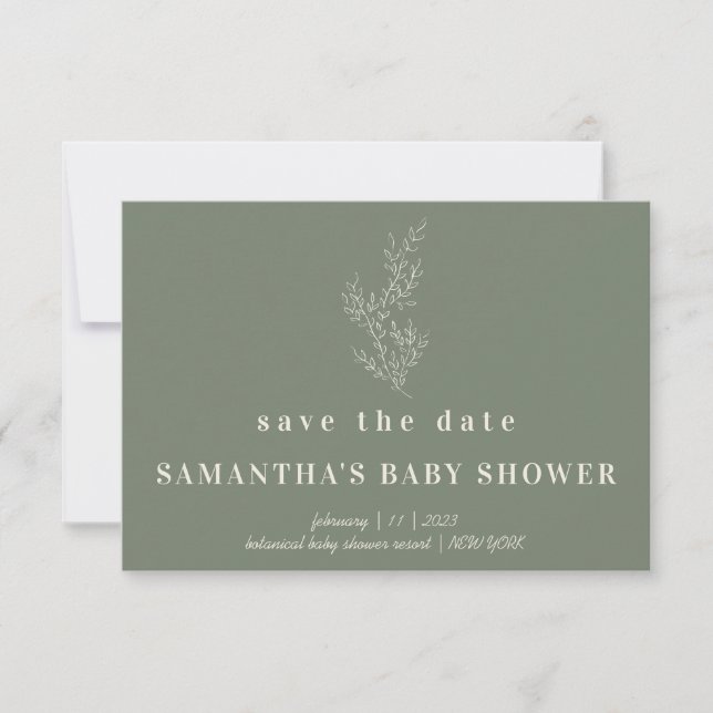 Sage Green Save date baby shower Invitation (Front)