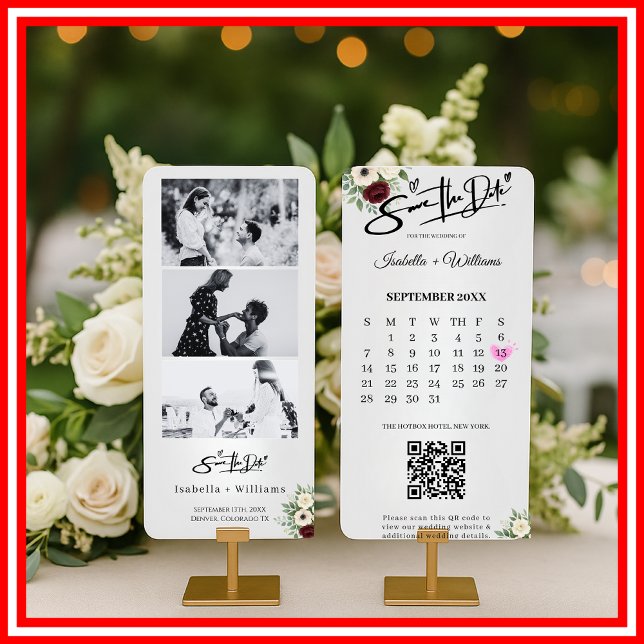 Sage Green Save The Date Photo Strip QR Wedding (Creator Uploaded)