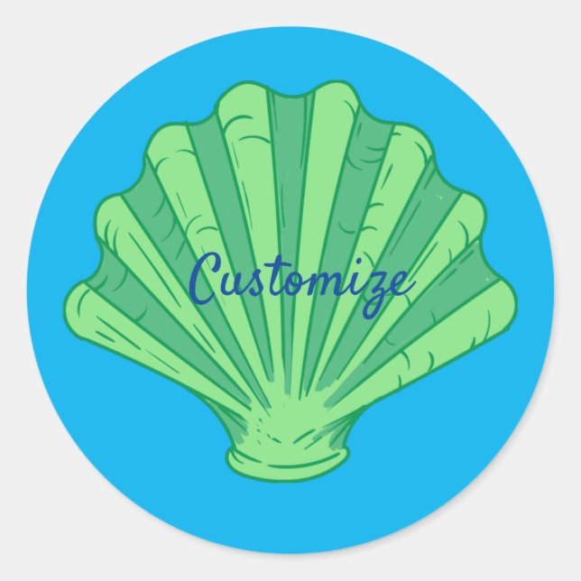 Sage Green Scallop Shell Thunder_Cove Classic Round Sticker (Front)