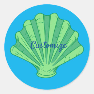 Sage Green Scallop Shell Thunder_Cove Classic Round Sticker