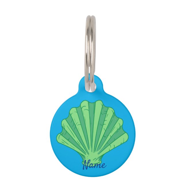 Sage Green Scallop Shell Thunder_Cove Pet Tag (Front)