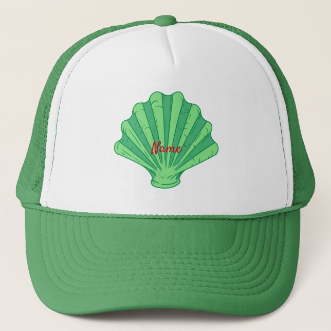 Sage Green Scallop Shell Thunder_Cove  Trucker Hat (Front)