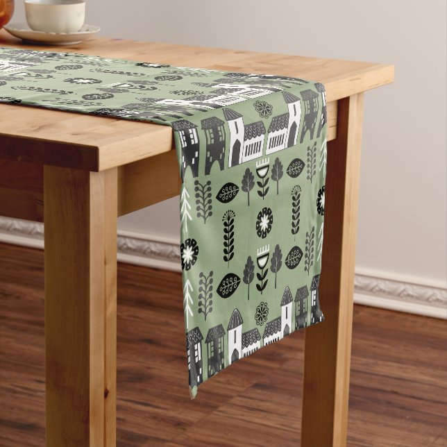 Sage Green Scandi Home Decor Medium Table Runner (In Situ)