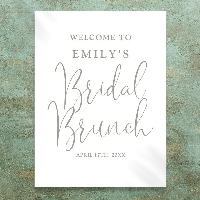 Sage Green Script Bridal Brunch Welcome Sign (Sage Green Script Bridal Brunch Welcome Sign)