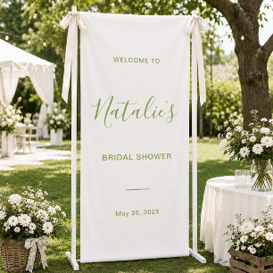 Sage Green Script Bridal Shower Welcome Sign